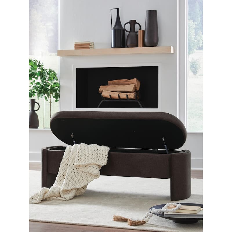 Signature Design by Ashley Vavuniya Dark Brown Storage Bench - 55" W x 18" D x 19" H