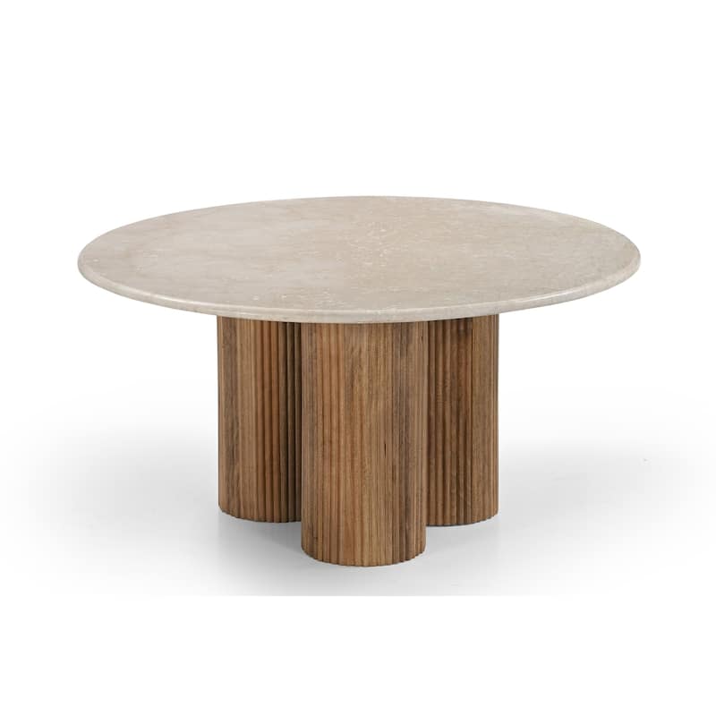 Modrest Hayden Modern Marble & Wood Round Coffee Table