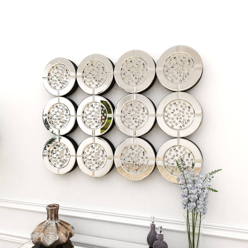 Silver Glass Glam Wall Mirror 29 x 39 x 2