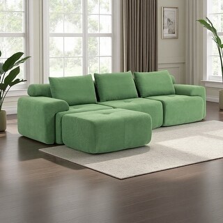 Corduroy L-Shaped Modular Sleeper Sectional Sofa with Memory Foam - Bed ...