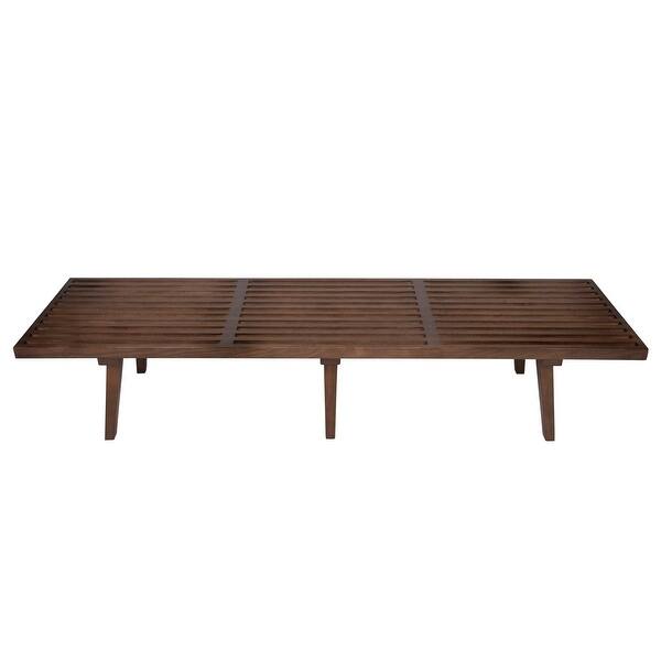Bed Bench LeisureMod 48 Mid-Century Modern Slatted Wood Entry