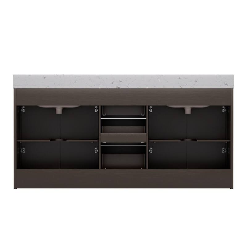 72-Inch Modern MDF Bathroom Vanity with Ceramic Top, Double Sinks, and Ample Storage