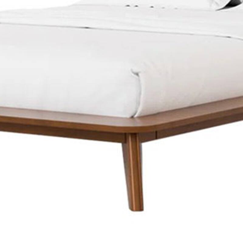 Stacy Full Size Bed w Panel Headboard, Angled Legs, Walnut Brown Wood