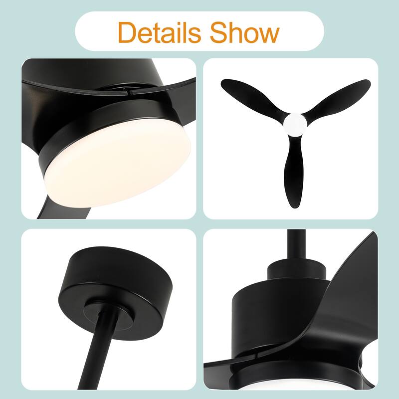 52" 3-Blade Gold Ceiling Fans with LED Light Remote Control - 52 Inch