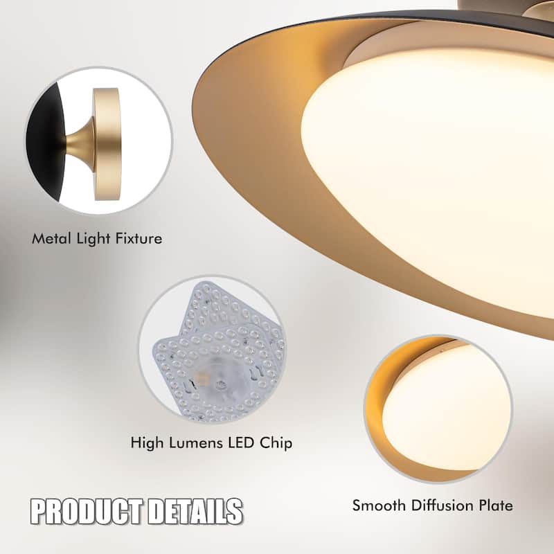 11.8'' Modern Metal 5CCT Integrated LED Semi Flush Mount Ceiling Light