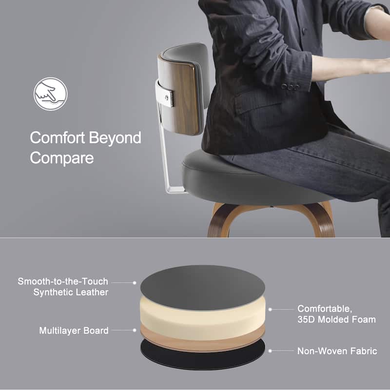 Upholstered Wood Swivel Bar/ Counter Stools, Set of 3