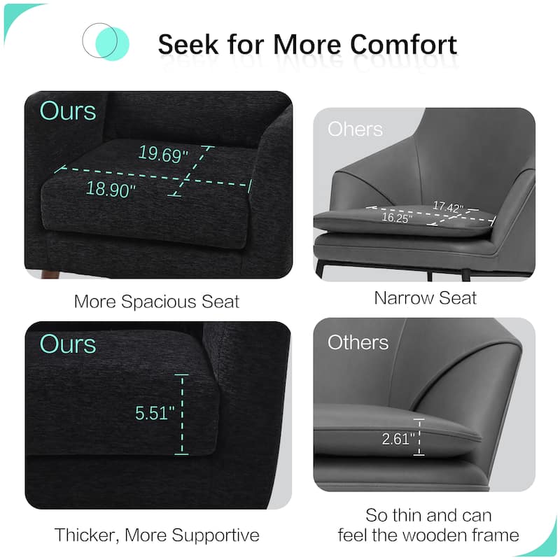 Modern Accent Chair,Chenille Living Room Lounge Chair / Throw Pillow,Comfy Reading Chair,Mid Century Living Room Chair