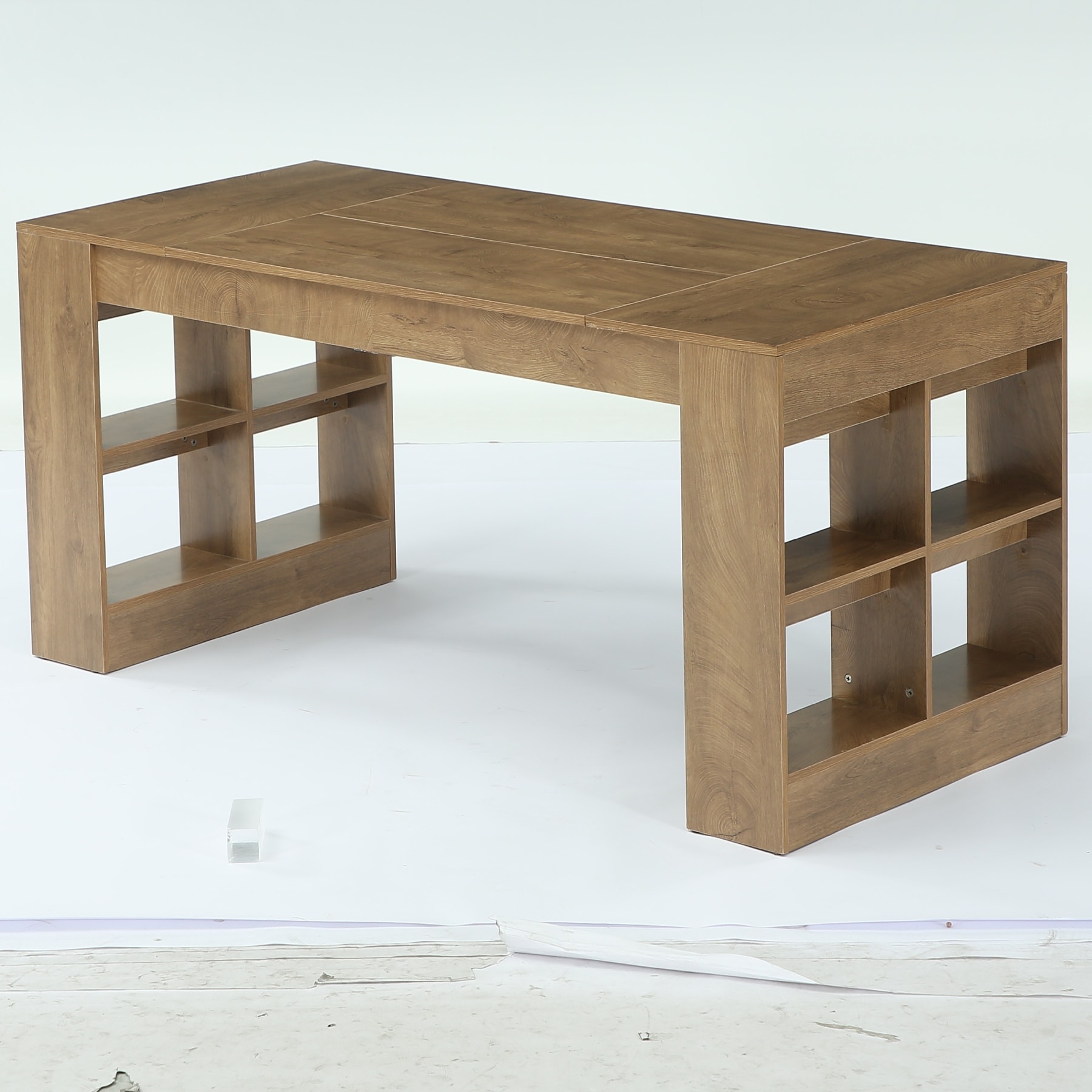 70.87-Inch Executive Desk with Storage Shelves, Wooden Large Office Computer Desk for Home Office