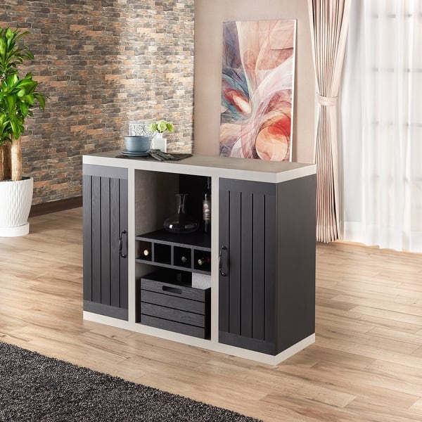 slide 1 of 20, Furniture of America Xole 47-in. Rustic 2-cabinet Sideboard Black/Cement