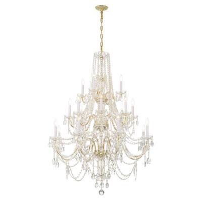 Traditional Crystal 20 Light Polished Brass Chandelier - 37"W x 52.5"H
