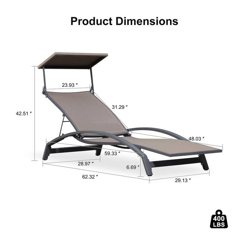 PURPLE LEAF Patio Chaise Lounge Chair Set of 2 Outdoor Lounge Chair with Arm All Weather Adjustable Lounger
