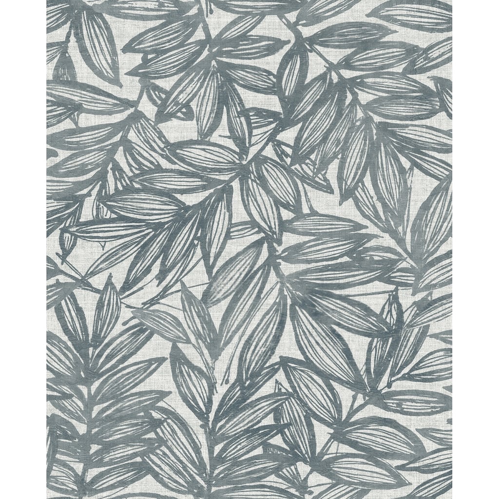 A-Street Prints Rhythmic Denim Leaf Wallpaper