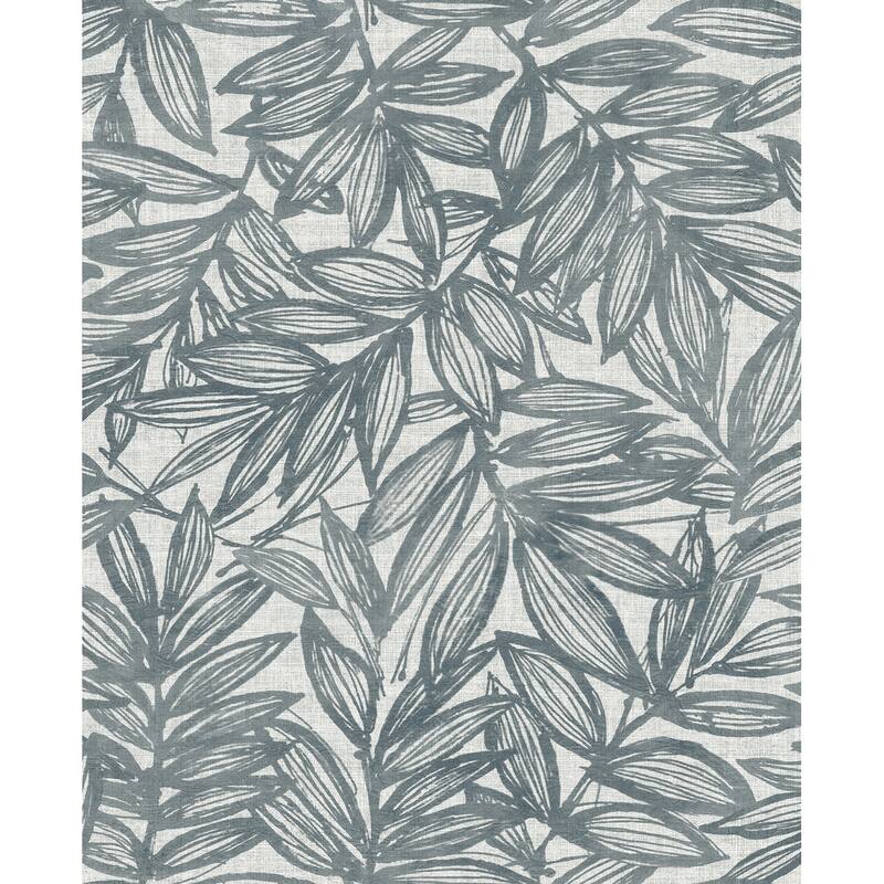 A-Street Prints Rhythmic Denim Leaf Wallpaper