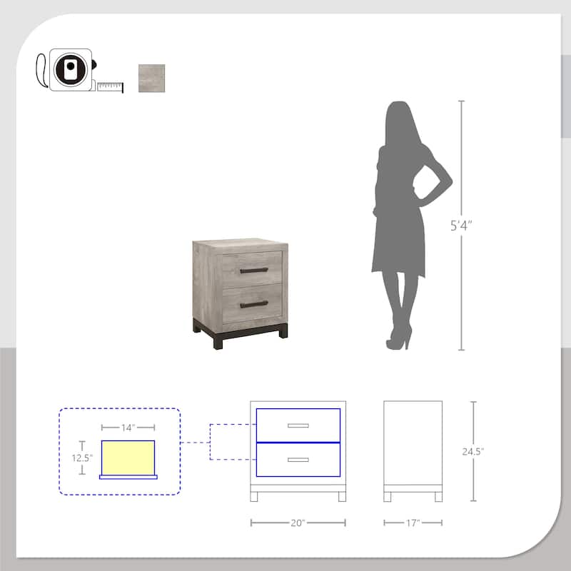 Lufkin 2-Drawer Nightstand