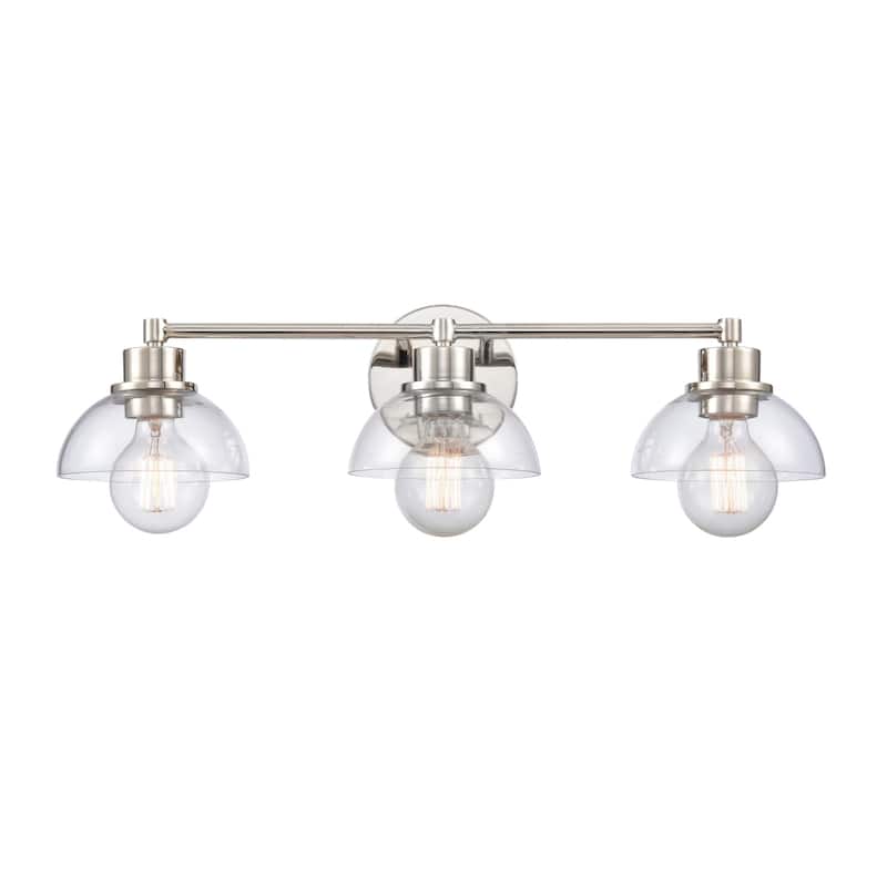 Elk Home Julian Brushed Gold With Glass Shade 2 Light Vanity Light - 3 Light - Polished Nickel