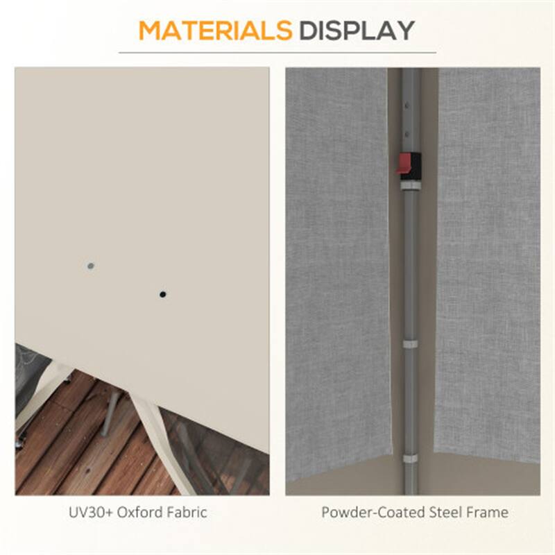 Beige and Black Pop-Up Tent for 9 People with UV30+ Protection Adjustable Legs Mesh Windows for Camping Beach Backyard