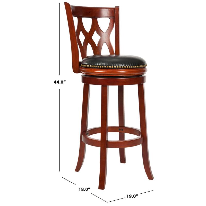 SAFAVIEH Mickie Light Cherry Finish 29-inch Swivel Bar Stool - 19" x 18" x 44" - 19Wx18Dx44H