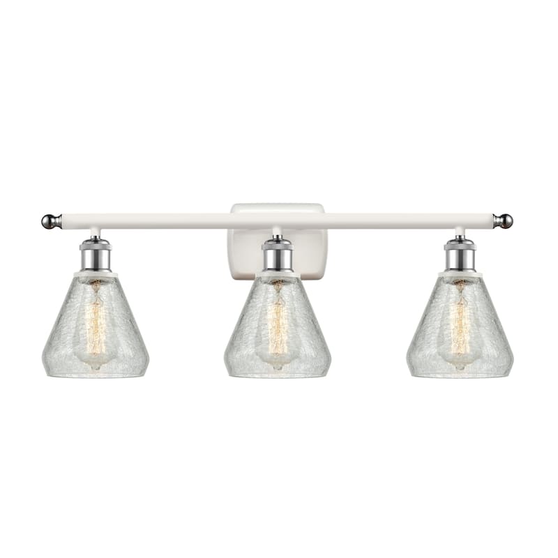 Innovations Lighting Conesus 3 Light 26" Wide Bathroom Vanity Light - White and Polished Chrome / Clear Crackle