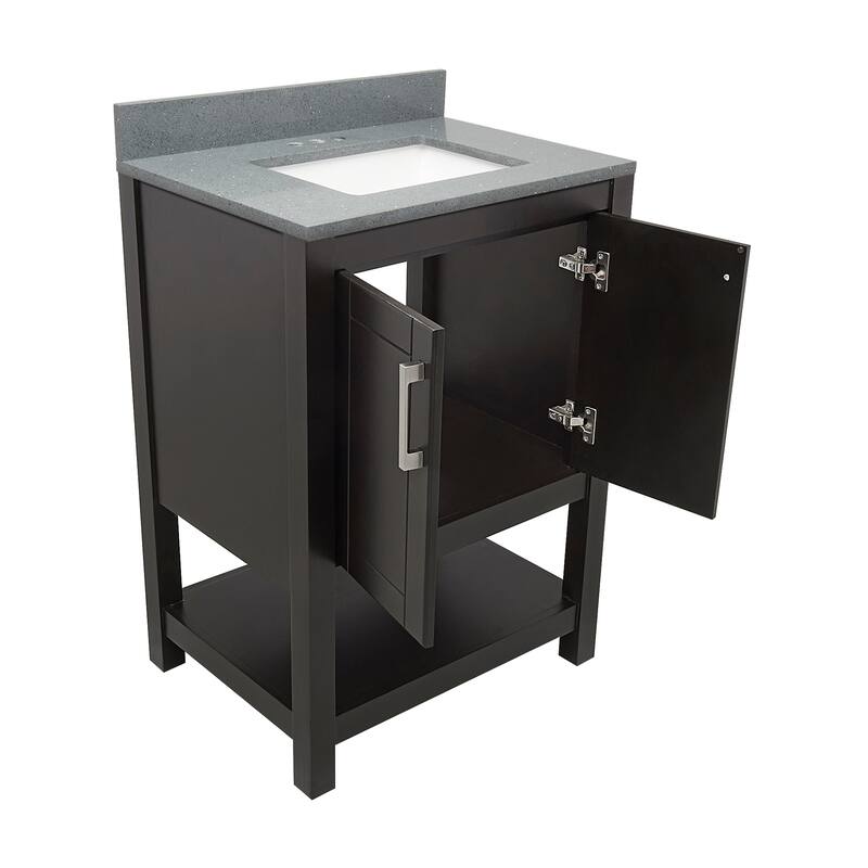 Taos 25" Bathroom Vanity with Cultured Marble Vanity Top Sink in White with White Basin