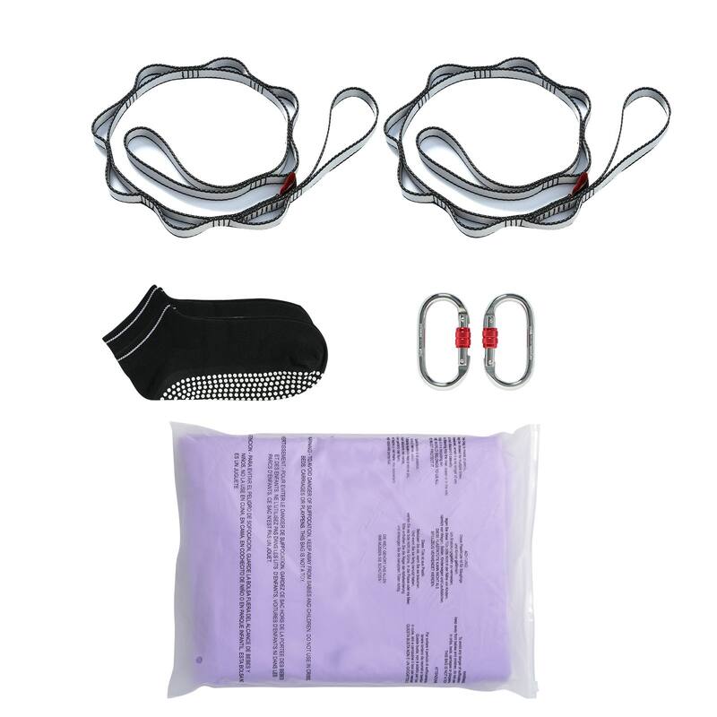 Aerial Fitness Hammock Kit Strong Nylon Swing with Complete Rigging - Light-Purple