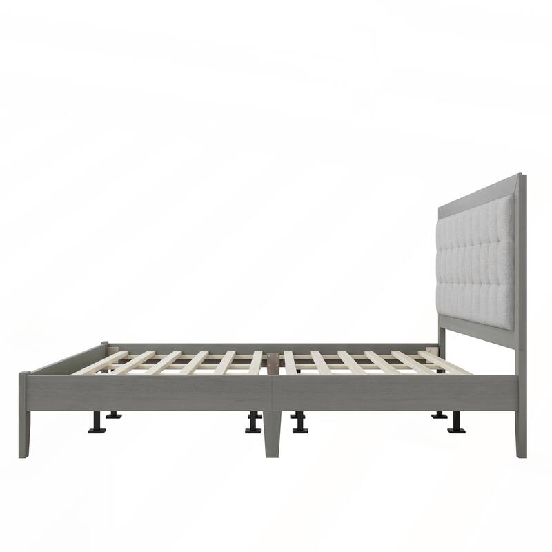 Solid Wood Platform Upholstered Headboard Bed