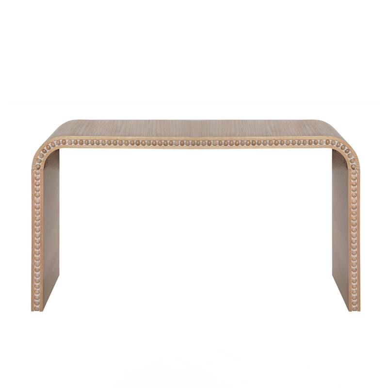 Entryway Table, Curved Waterfall-style Table,Console table with wood beads,Entrance Table for Entryway, Hallway, Living Room