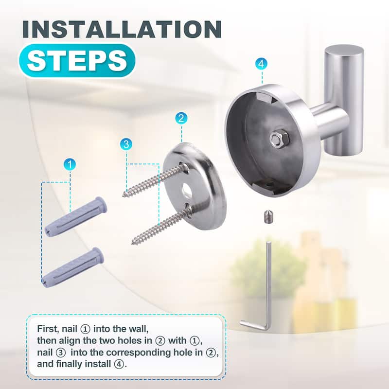 WOWOW Stainless Steel J-Hook Robe/Towel Hook 4 PCS