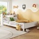 preview thumbnail 7 of 77, Pine Wood Platform Bed Low-Profile Bed Frame with Storage Headboard, Motion Sensor LED Light, Movable Guardrail, Slats Support