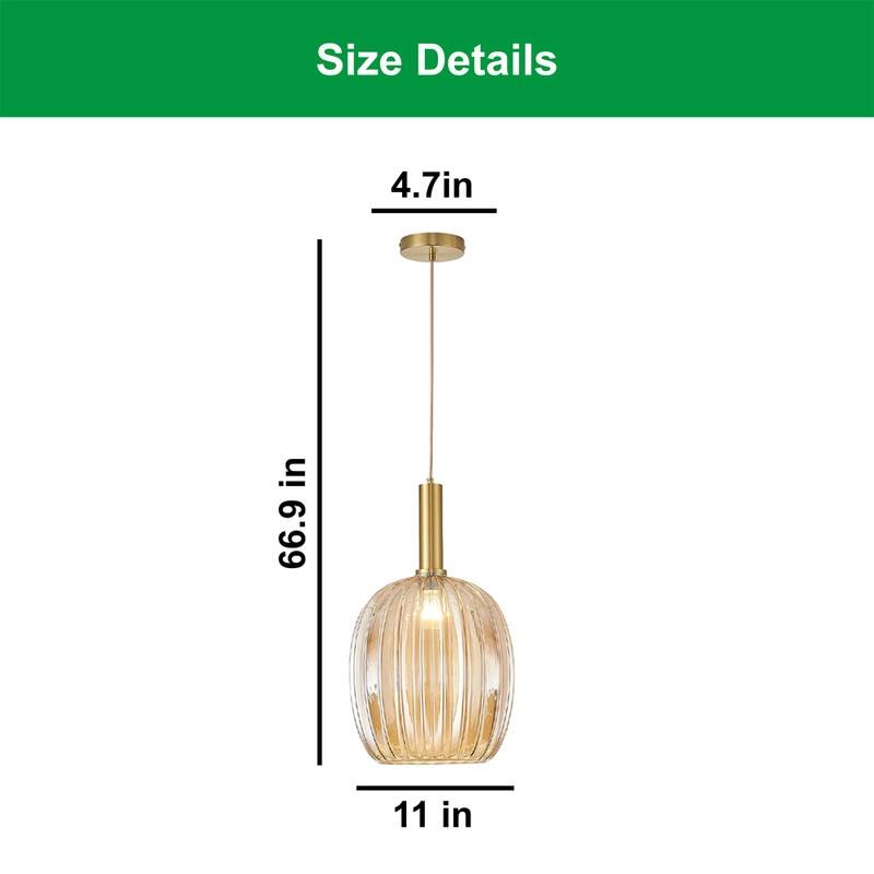 11” Kitchen lighting gold bulbs light glass, metal pendant light