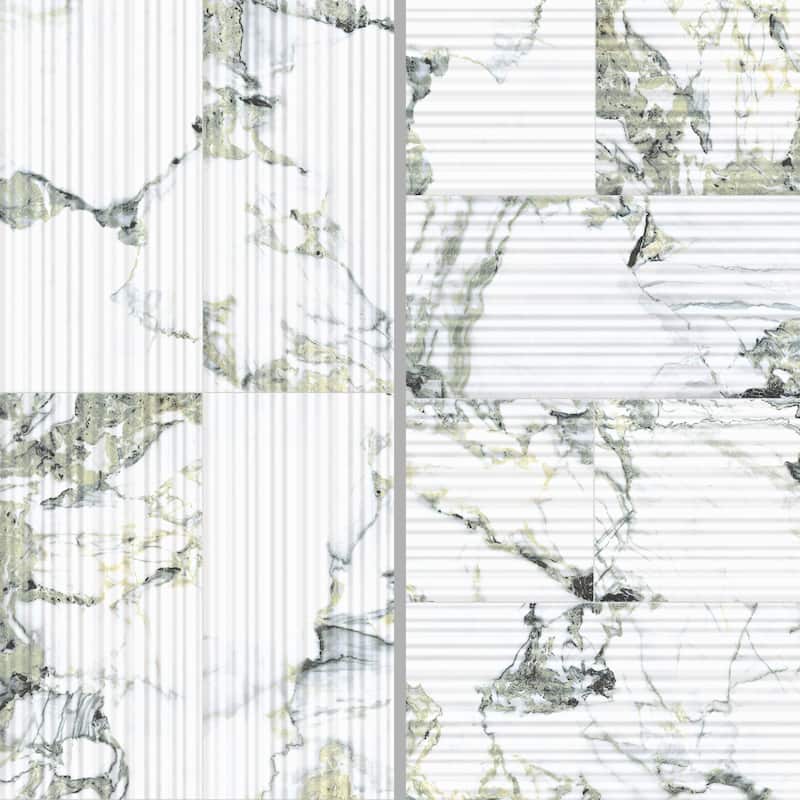 Merola Tile Touche Pleated Deco Jade 23-1/2" x 47-1/8" Porcelain Floor and Wall Tile
