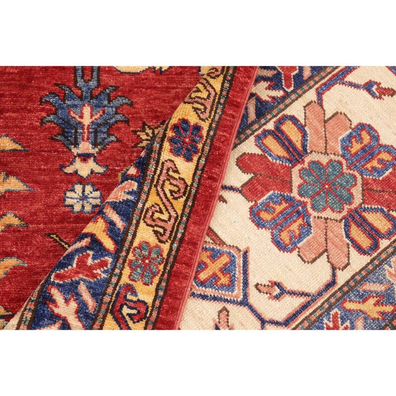 Southwestern Super Kazak Selene Red/Beige Hand Knotted Wool Rug - 10'1'' x 14'0''