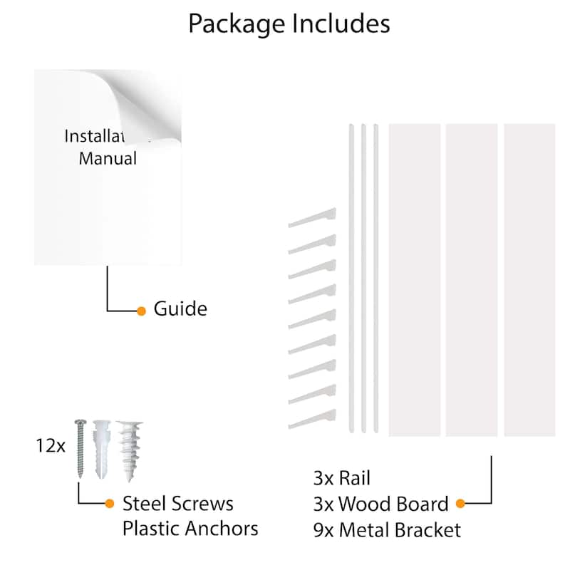 Adjustable Shelf, 36 inch Floating Shelves, Wooden Closet Shelves, Kitchen Shelving, Pantry Shelves, Wall Mounted, Tier Options