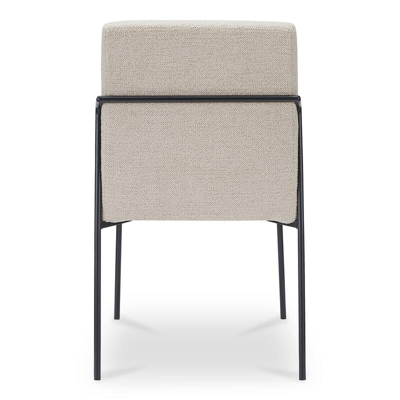 NADAAL STUDIOS Soryn Dining Chair, Curved Metal Frame, Foam Cushioned Seat and Back, Dark Brown Upholstery - Set of 2