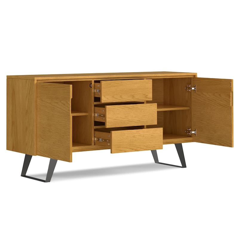 WYNDENHALL Mitchell Metal 60 inch Wide Rectangle Modern Industrial Sideboard Buffet in OAK WOOD - 60'' x 17'' x 30