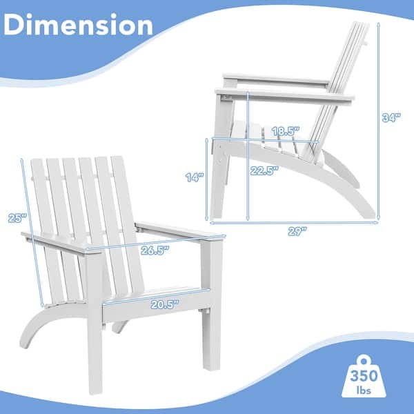 Costway Patio Adirondack Chair Acacia Wood Lounge Armrest Garden Deck ...