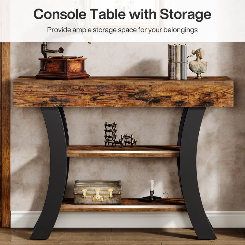 41" Entryway Console Table with Storage Shelves