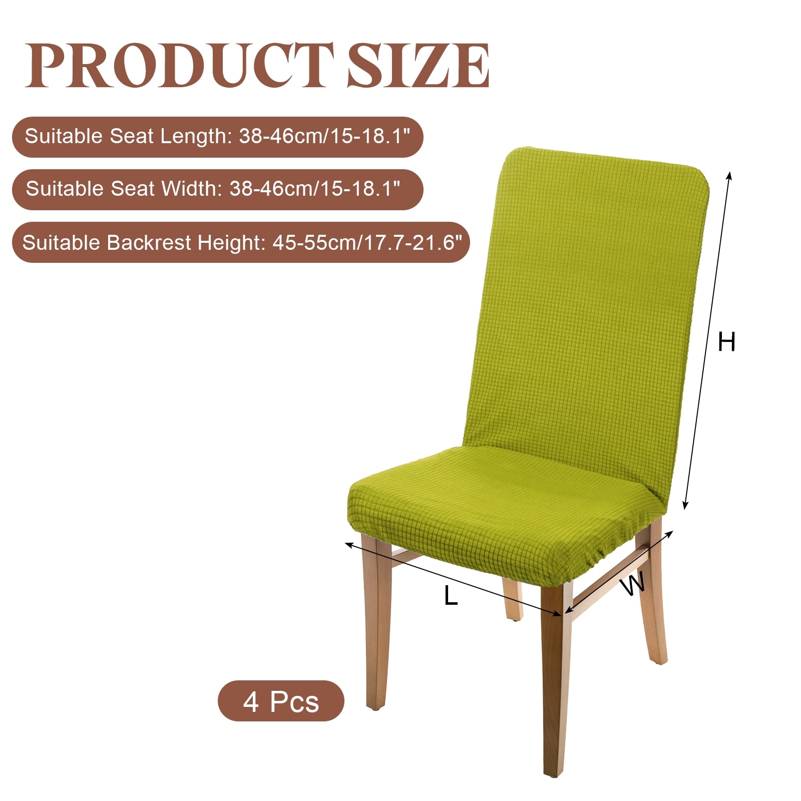 Dining Room Chair Cover, Soft Stretch Removable Parson Chair Slipcover Seat Protector Cover for Home Kitchen Hotel Restaurant