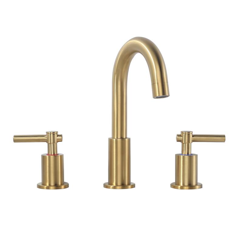 WOWOW Widespread 8 in. Double Handle Bathroom Faucet - Gold
