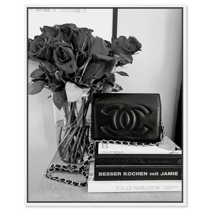Classic Bag and Roses Canvas by Art Remedy - 36" x 45" - White
