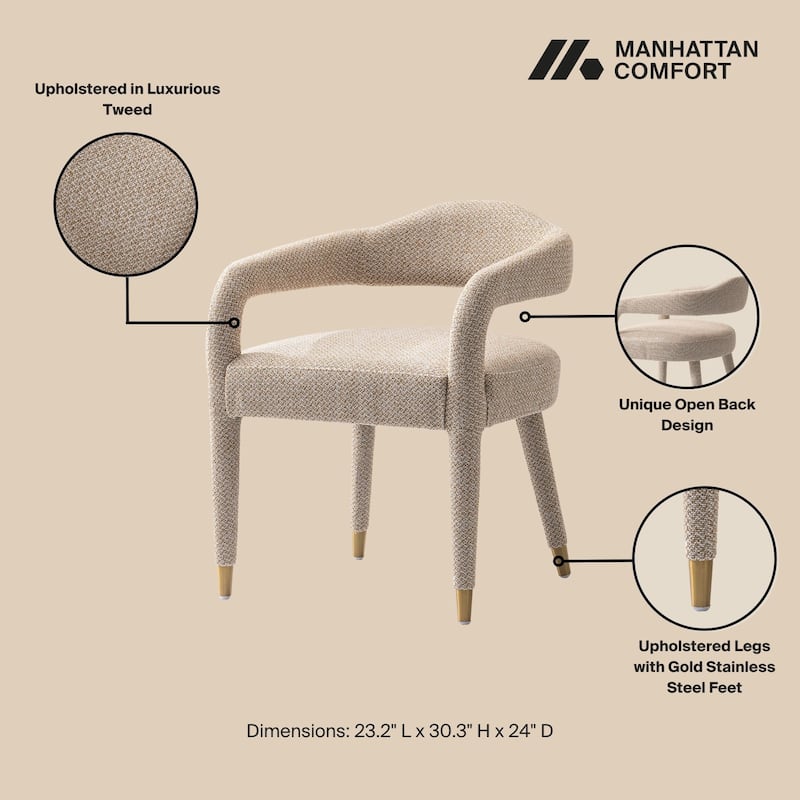 Manhattan Comfort Modern Aspen Tweed Dining Armchair