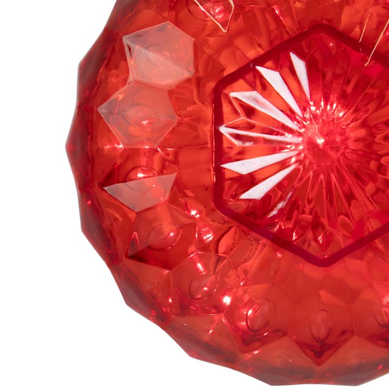 6" LED Lighted Red Hanging Crystal Sphere Ball Outdoor Christmas Decor