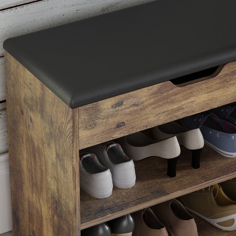 Home Shoe Changing Stool Wooden Shoes Rack Cabinet Thickened Seat