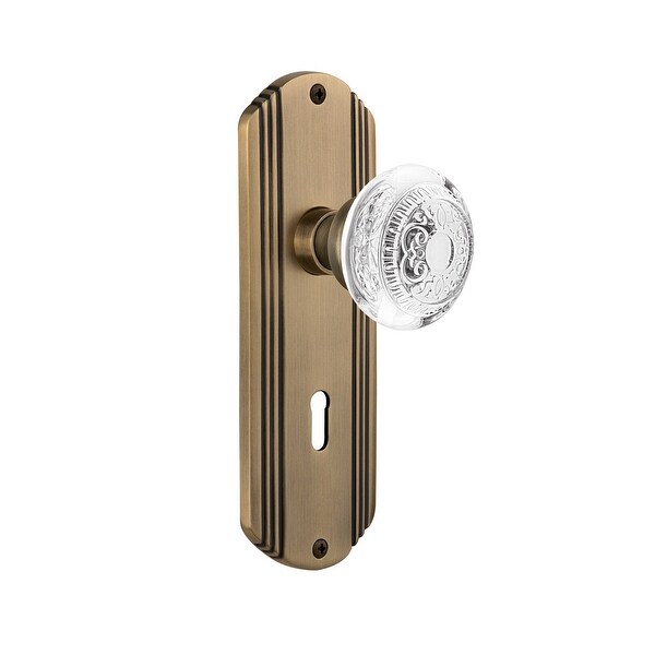 Nostalgic Warehouse DECCED_PRV_234_KH Vintage Crystal Egg and Dart Privacy Door Knob Set with Deco Rose, 2-3/4" Backset and