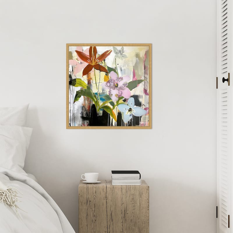 Floral Composition 1 by Elan Studios Framed Canvas Wall Art Print - Sylvie Bright Gold