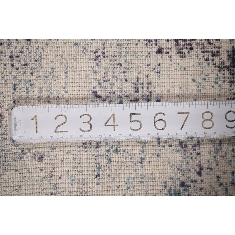 Greys Abstract Indian Area Rug Hand-Knotted Wool Carpet - 5'11"x 9'1"