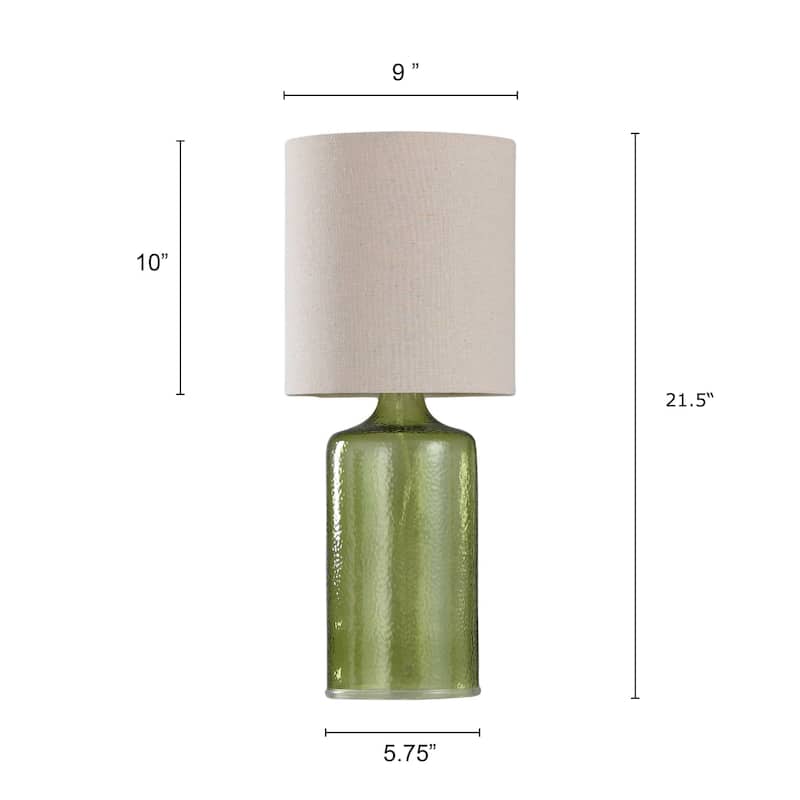 Seeded Glass Table Lamp - Meadow Green Finish - Taupe Hardback Fabric Shade