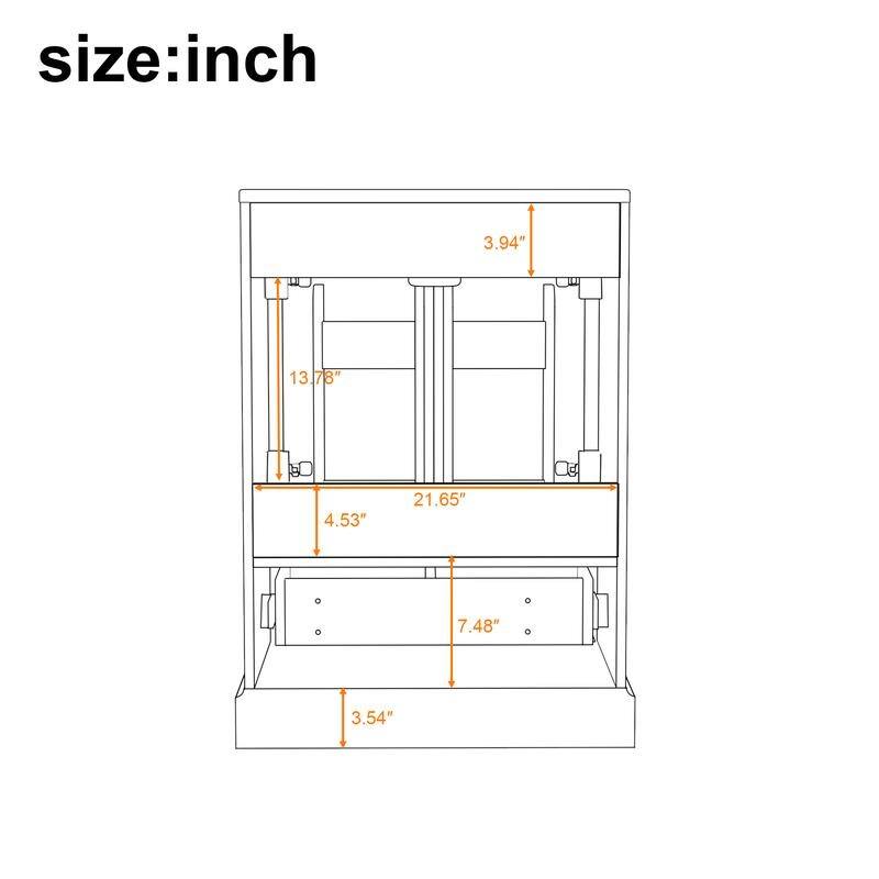 24" Bathroom Vanity with Ceramic Sink, 1 Divided Drawer and 2 Soft Close Doors