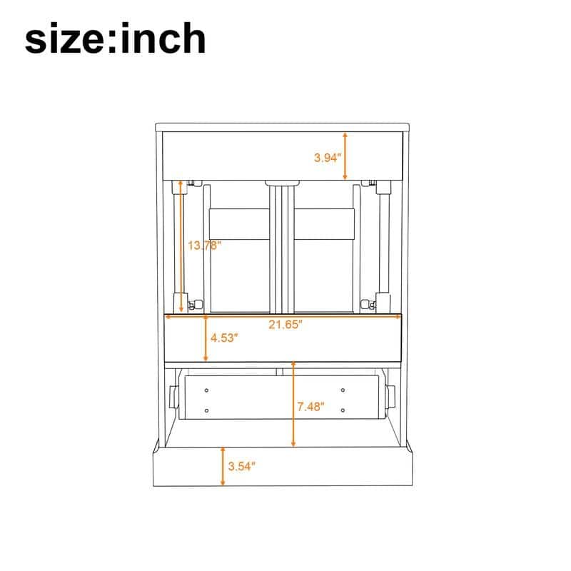 24" Bathroom Vanity with Sink, 1 Divided Drawer and 2 Soft Close Doors