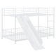 preview thumbnail 60 of 70, Metal Bunk Bed with Slide and Door, Twin Over Twin/Full Over Full Low Bunk Bedframe with Fence Guardrails and Ladder for 2 Kids