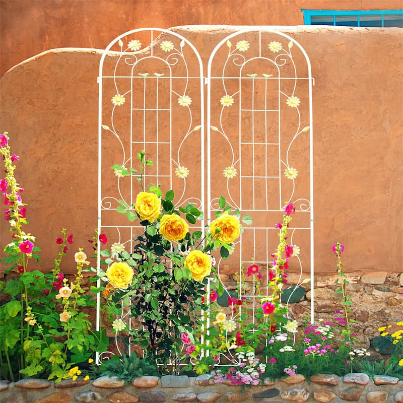 White 2 Pack Metal Garden Trellis